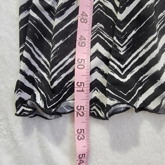 J Valdi Black White Chevron Sleeveless Maxi Dress Braided Staps Flutter Ruffle L - Picture 13 of 13